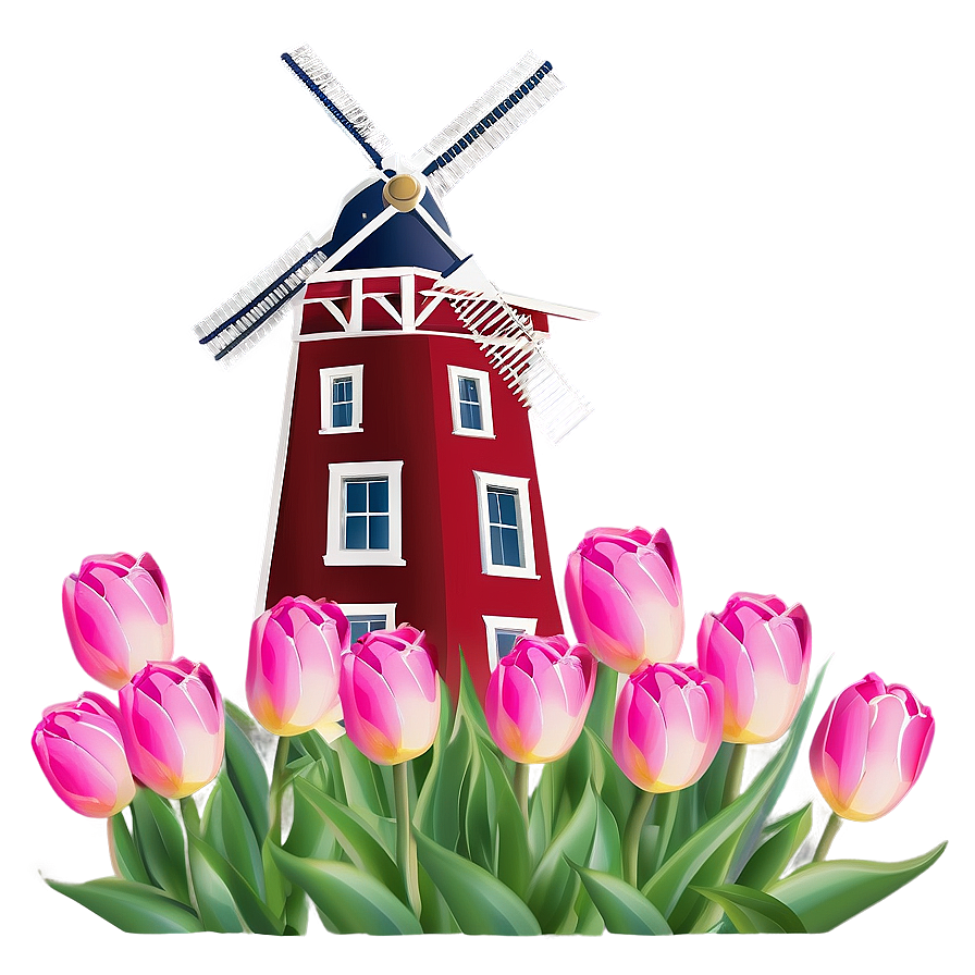 Tulips And Windmill Png Yri16 PNG