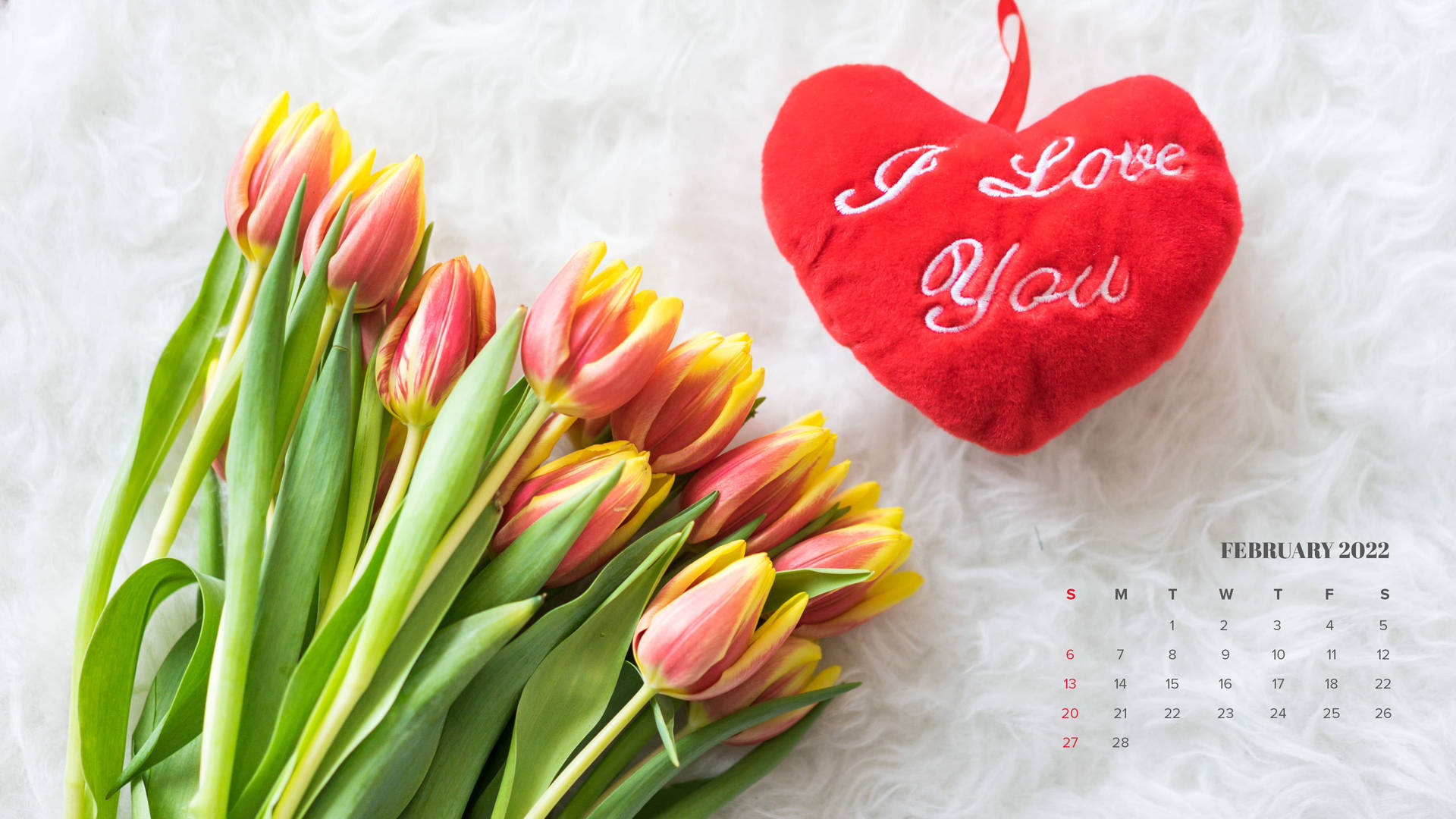 Tulips February 2022 Calendar Wallpaper