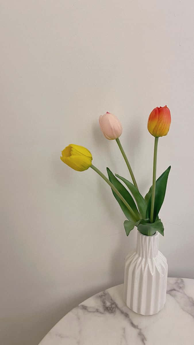 Tulipsin White Vaseon Table Wallpaper