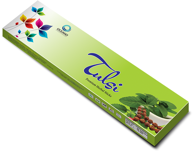 Tulsi Herbal Incense Sticks Packaging PNG