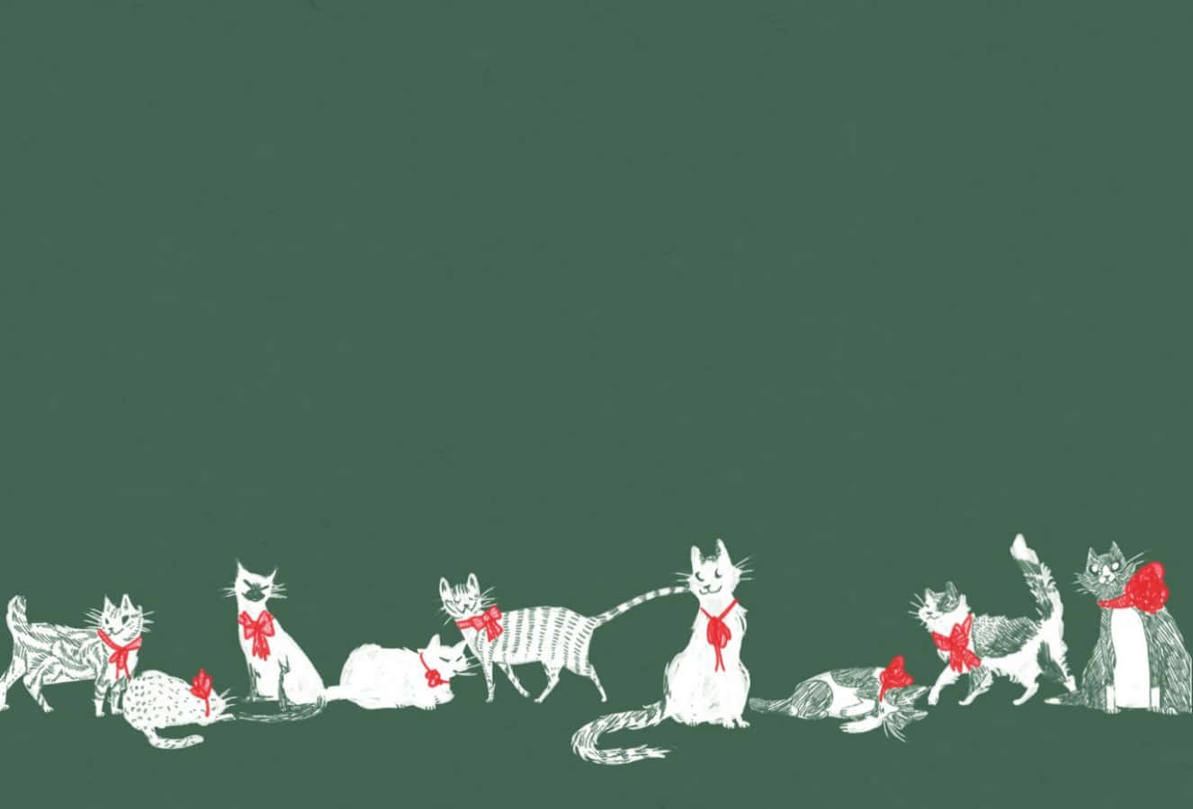 Tumblr Christmas Cat With Red Bows Wallpaper
