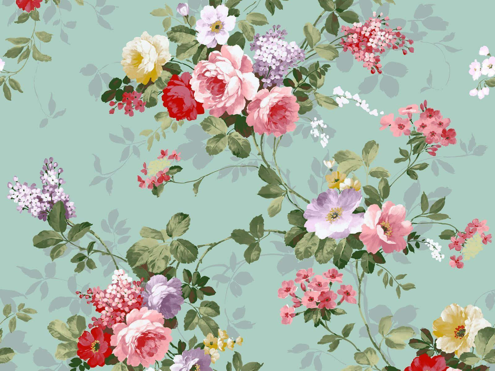 Einflorales Muster Mit Rosa Und Roten Blumen Wallpaper