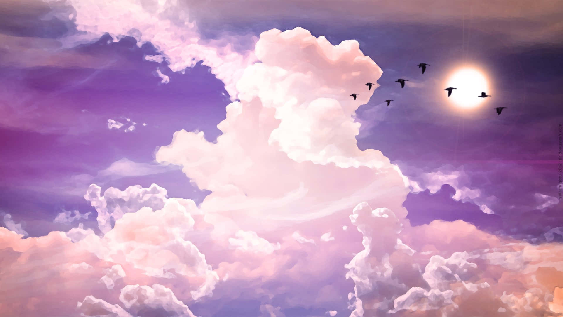 Sfondonero Per Laptop Con Nuvole In Stile Tumblr Dall'estetica Viola Sfondo