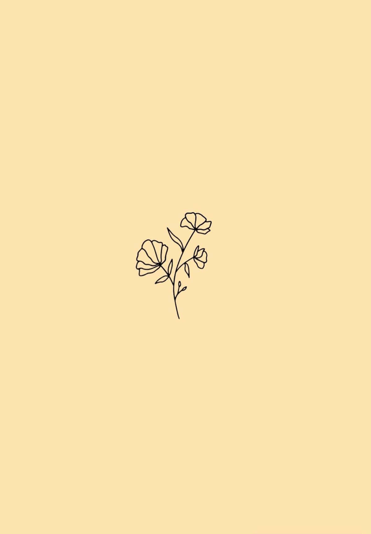 A Simple Drawing Of A Flower On A Yellow Background Wallpaper