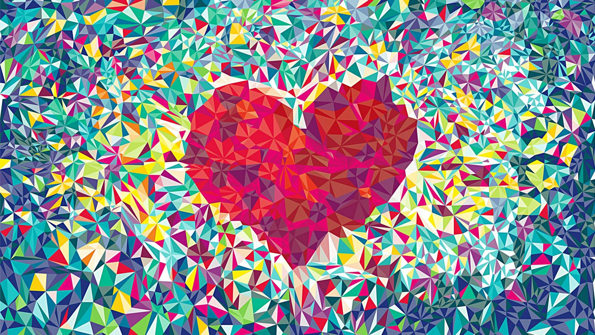 Tumblr Valentines Day Colorful Red Heart Mosaic Wallpaper
