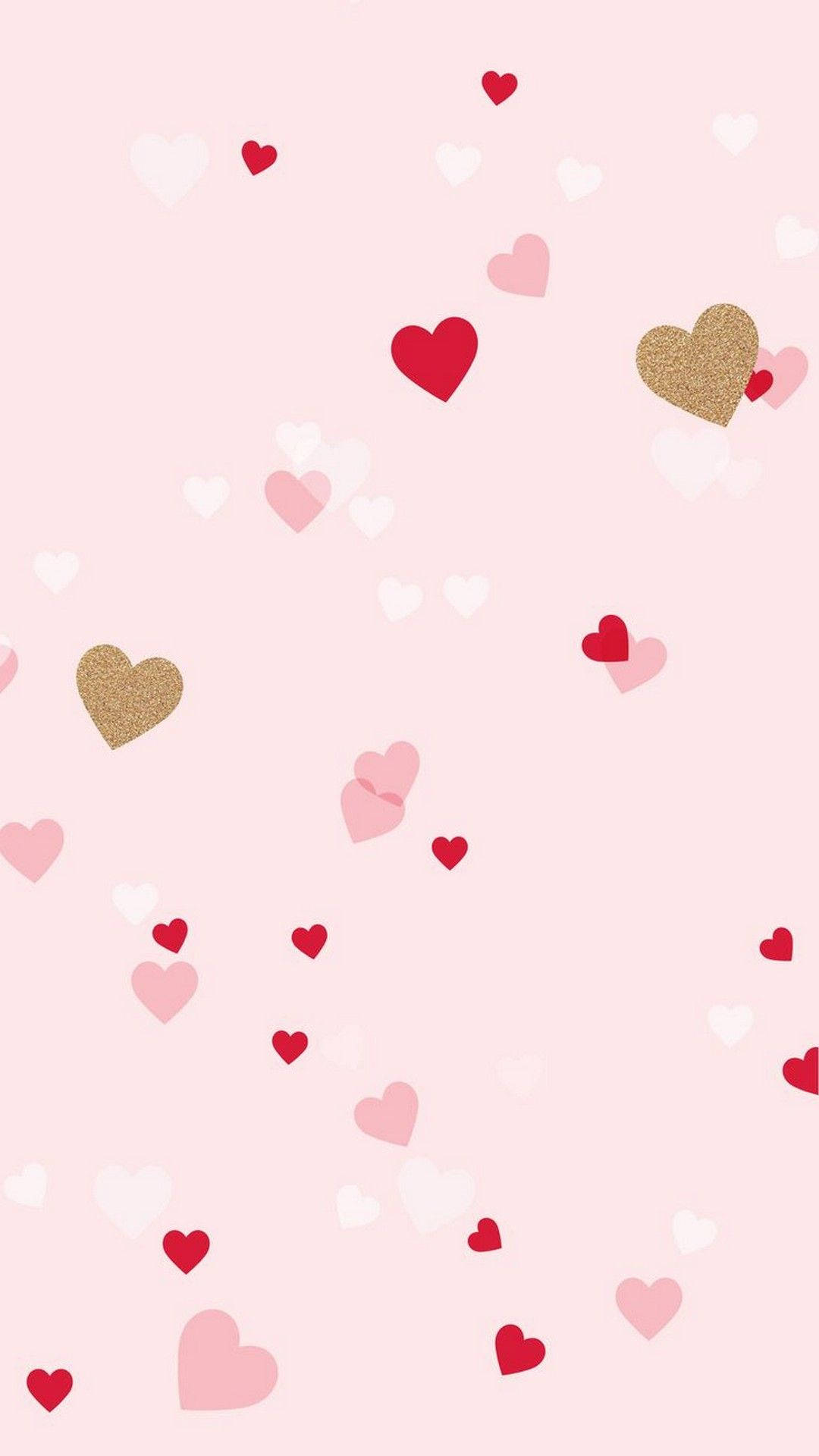 Valentinsdag baggrund med hjerter Wallpaper