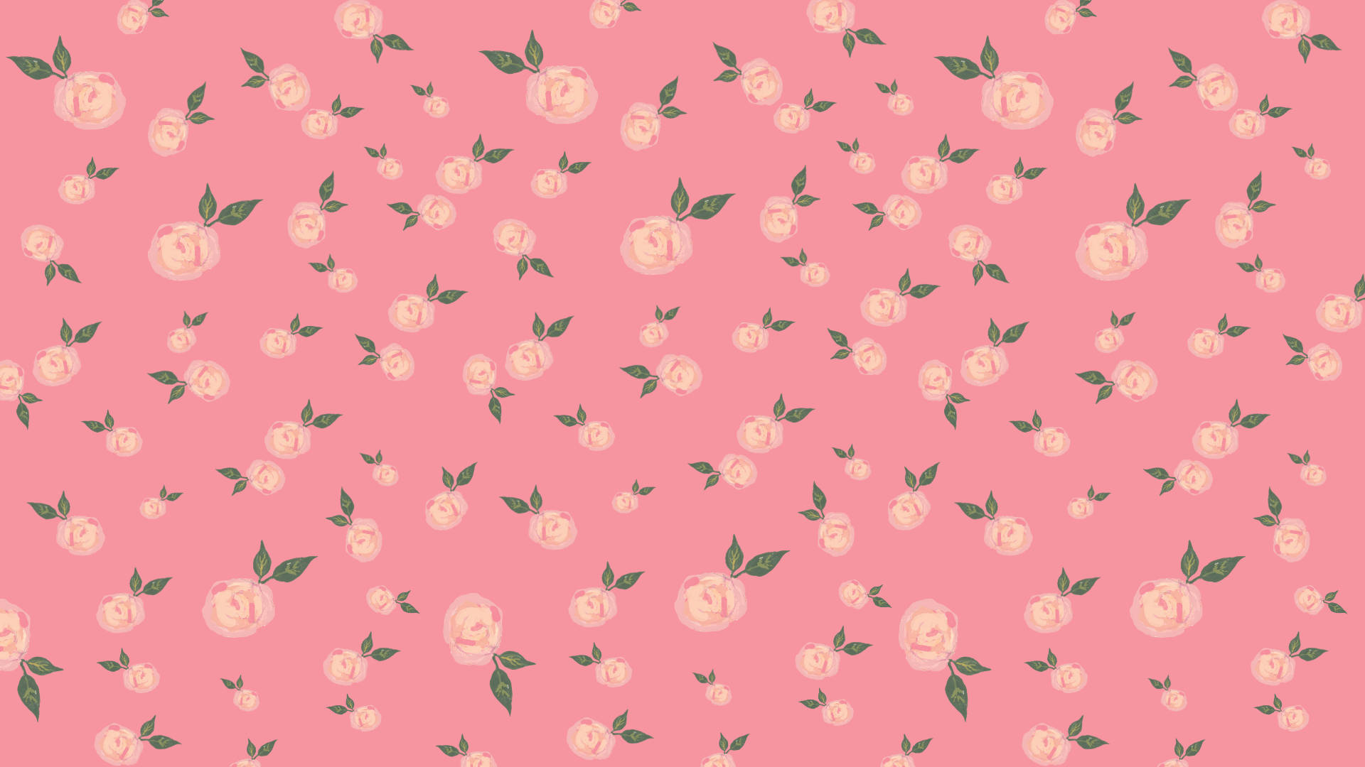 A Pink Floral Pattern With Leaves Wallpaper