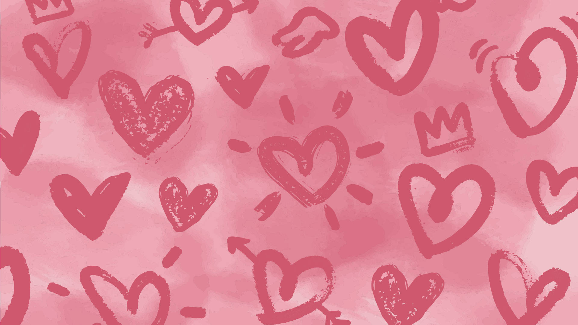 Tumblr Valentines Day Pink Heart Doodles Wallpaper