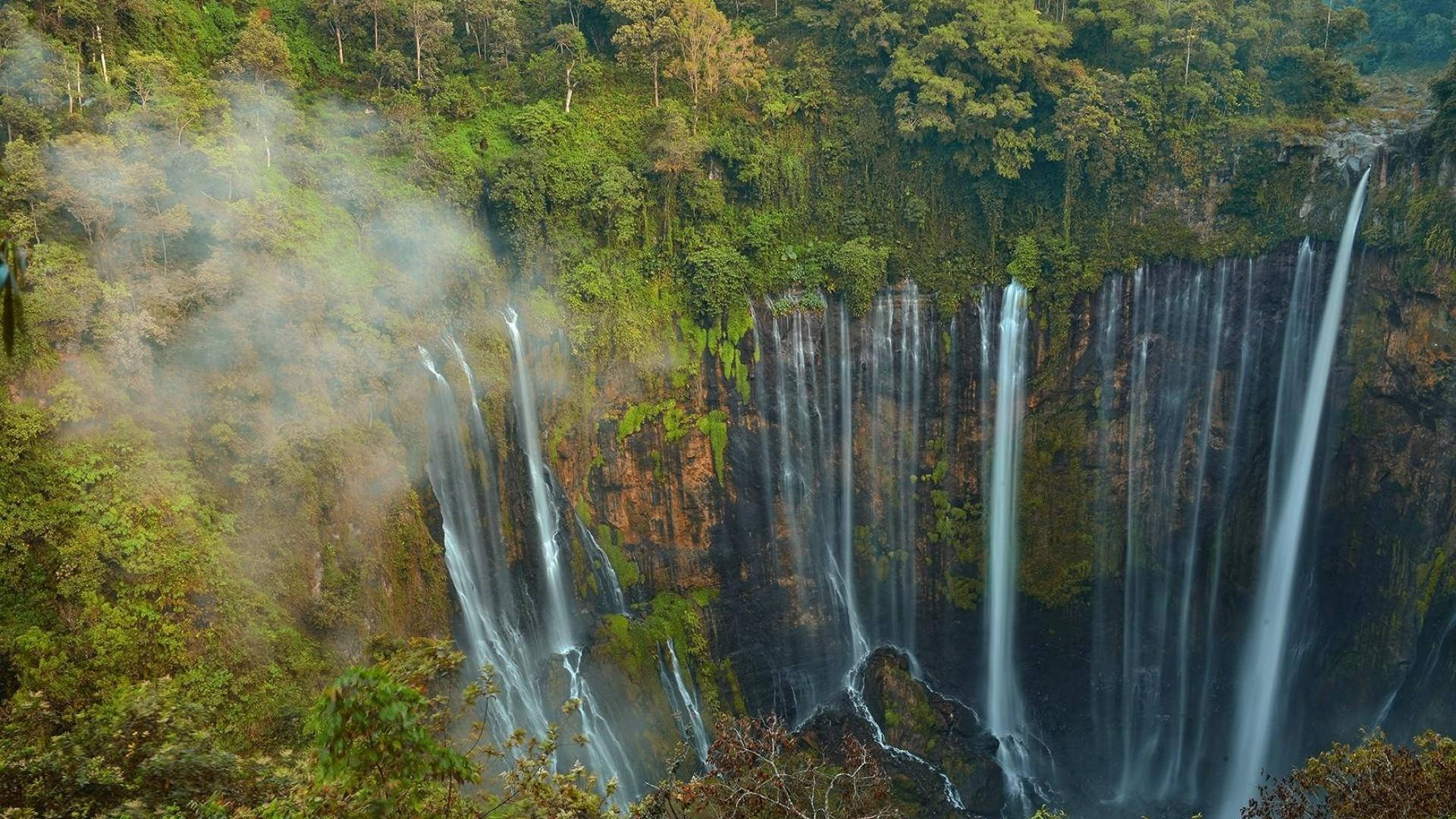 Stunning View of Tumpak Sewu Waterfall, Indonesia Wallpaper