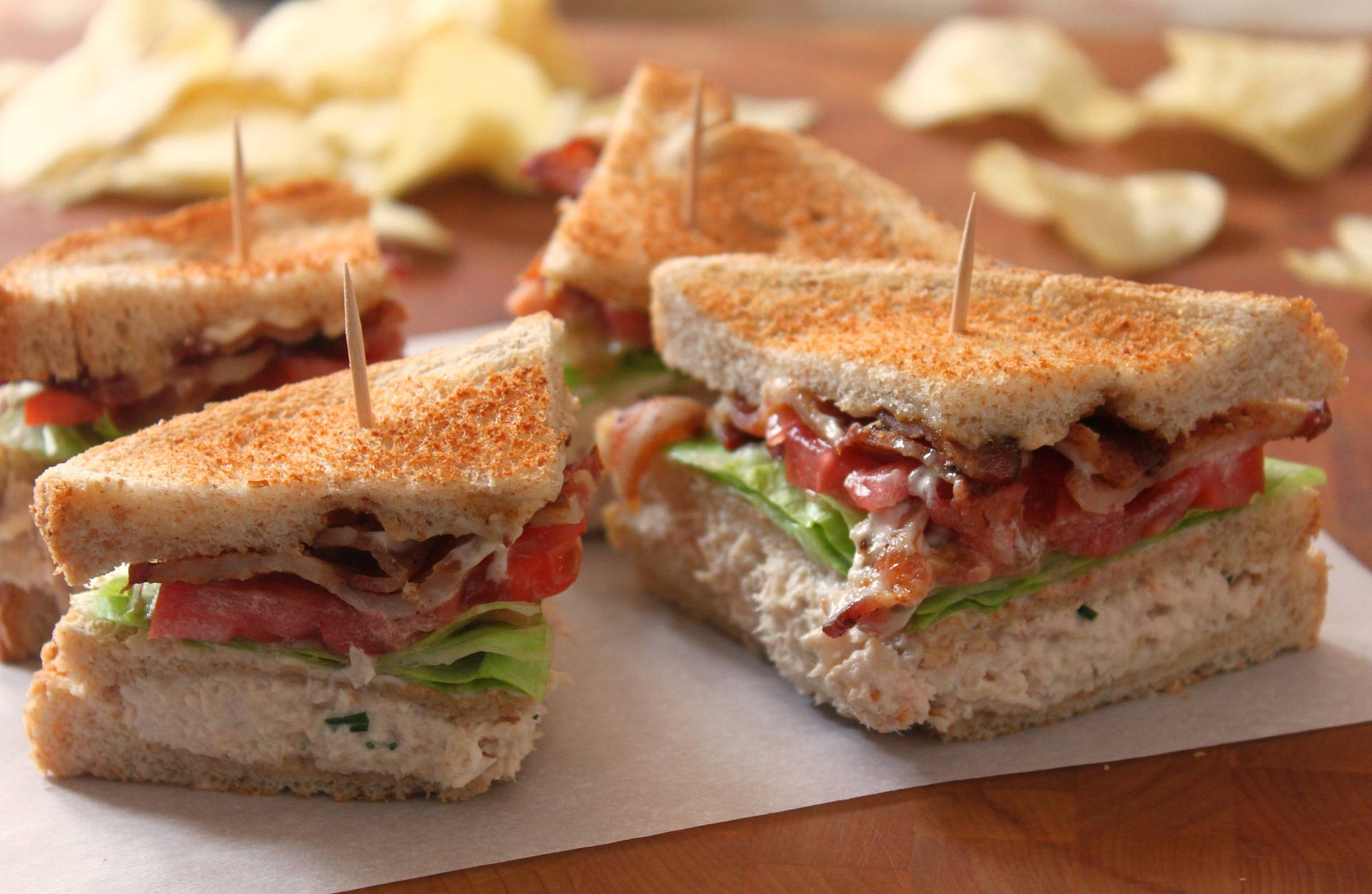 Tuna Club Sandwich For Quick Lunch Wallpaper