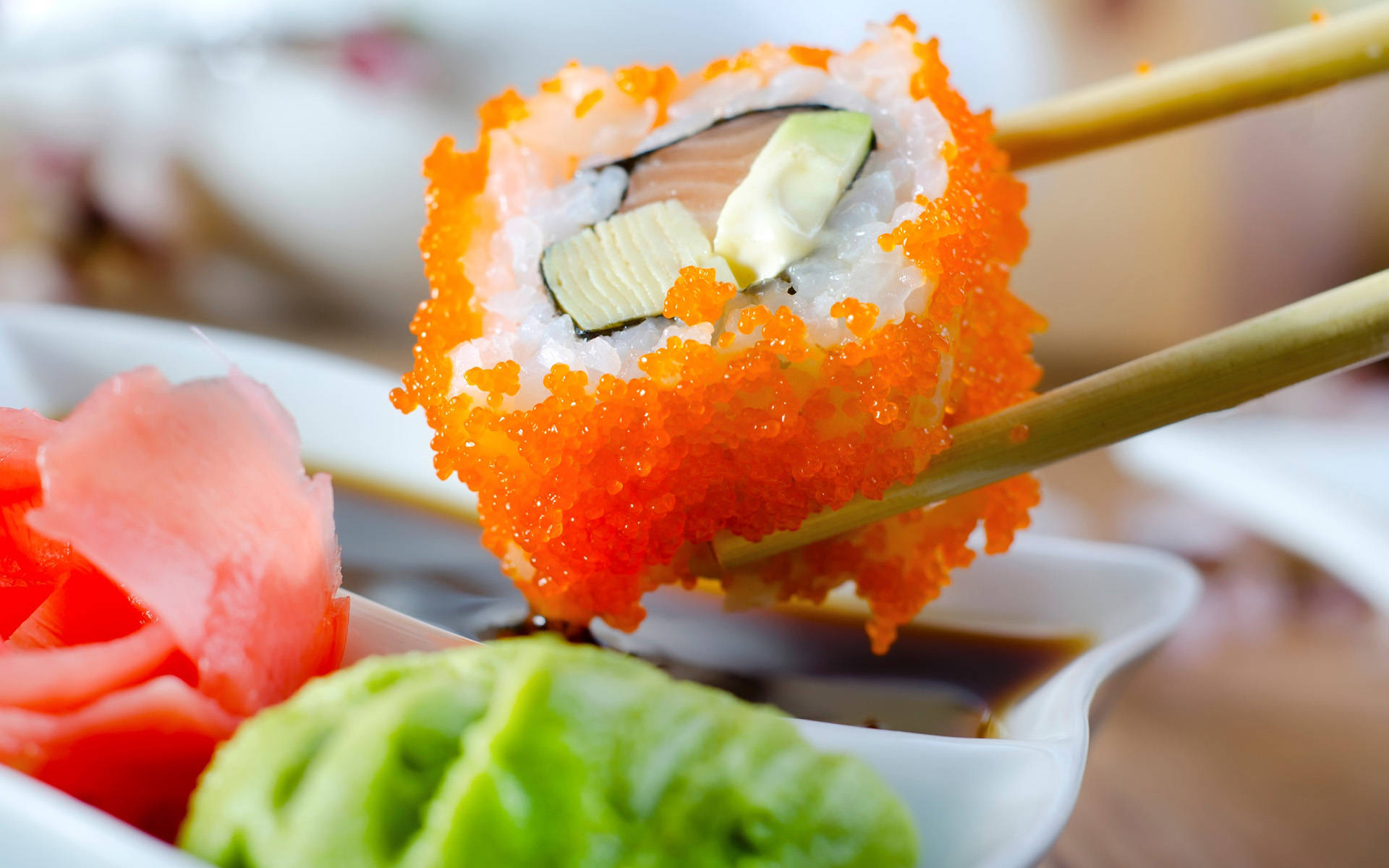 Tuna Sushi, Sashimi, And Wasabi Wallpaper