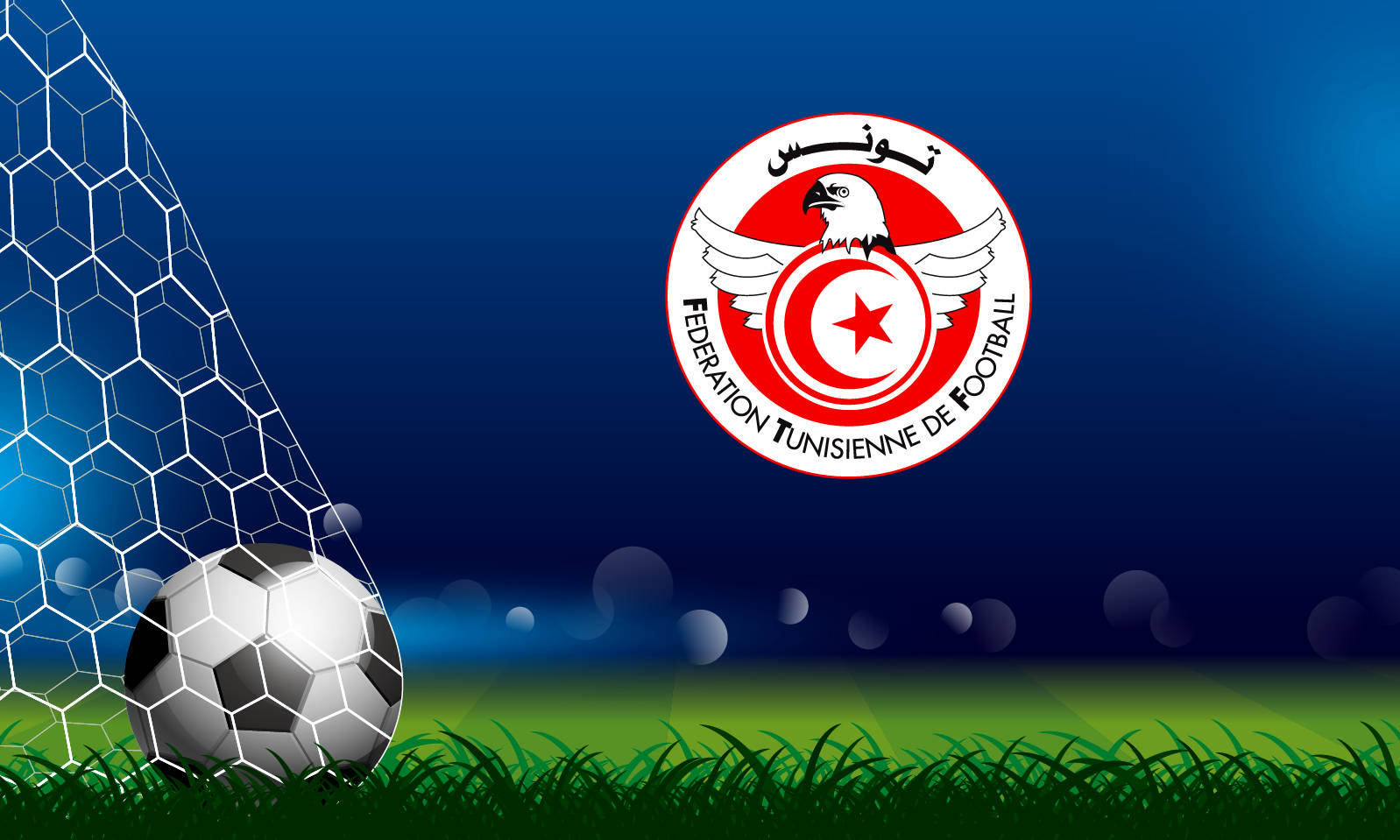 Tunisiskanationalfotbollslagets Emblem På Fotbollsplanen. Wallpaper