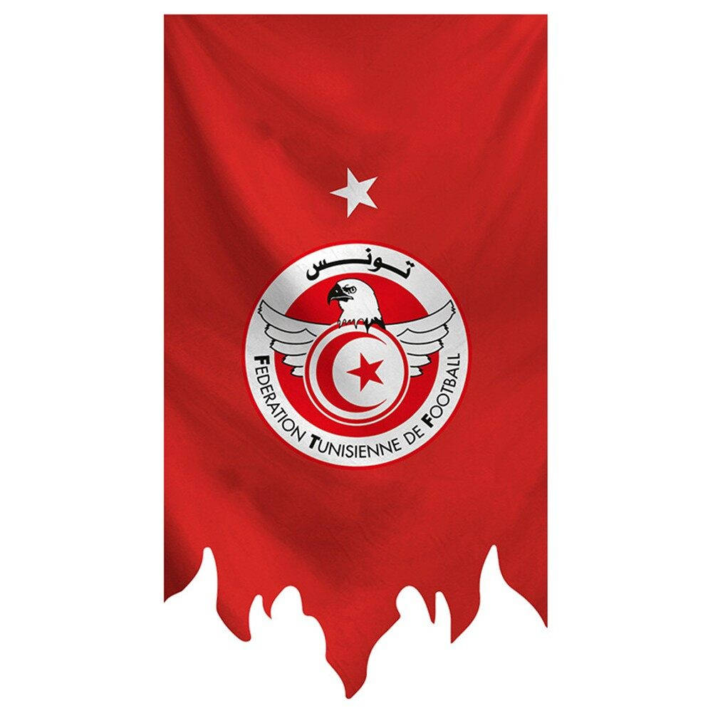 Tunisia National Football Team Logo On Red Banner Background