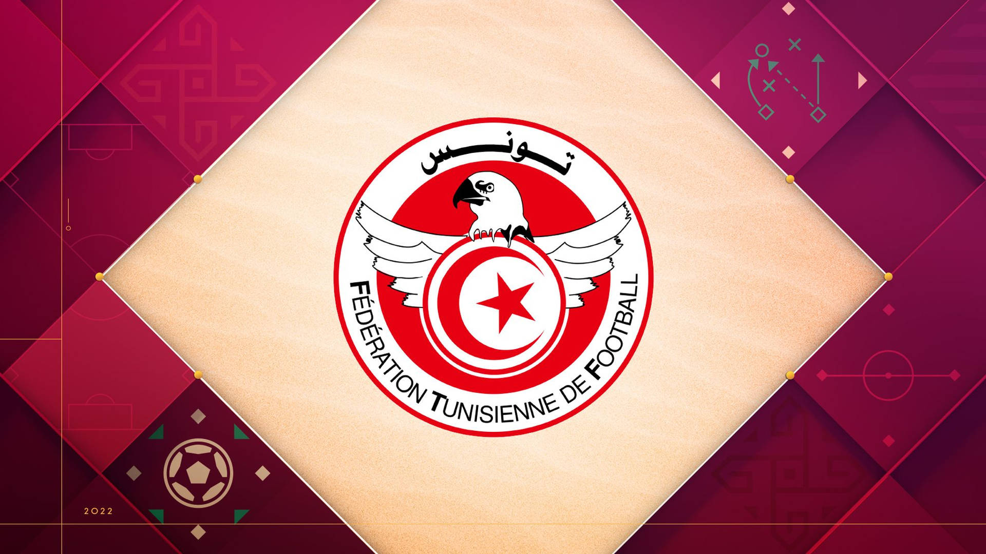 Logoda Seleção Nacional De Futebol Da Tunísia Em Estilo Estético Vermelho. Papel de Parede