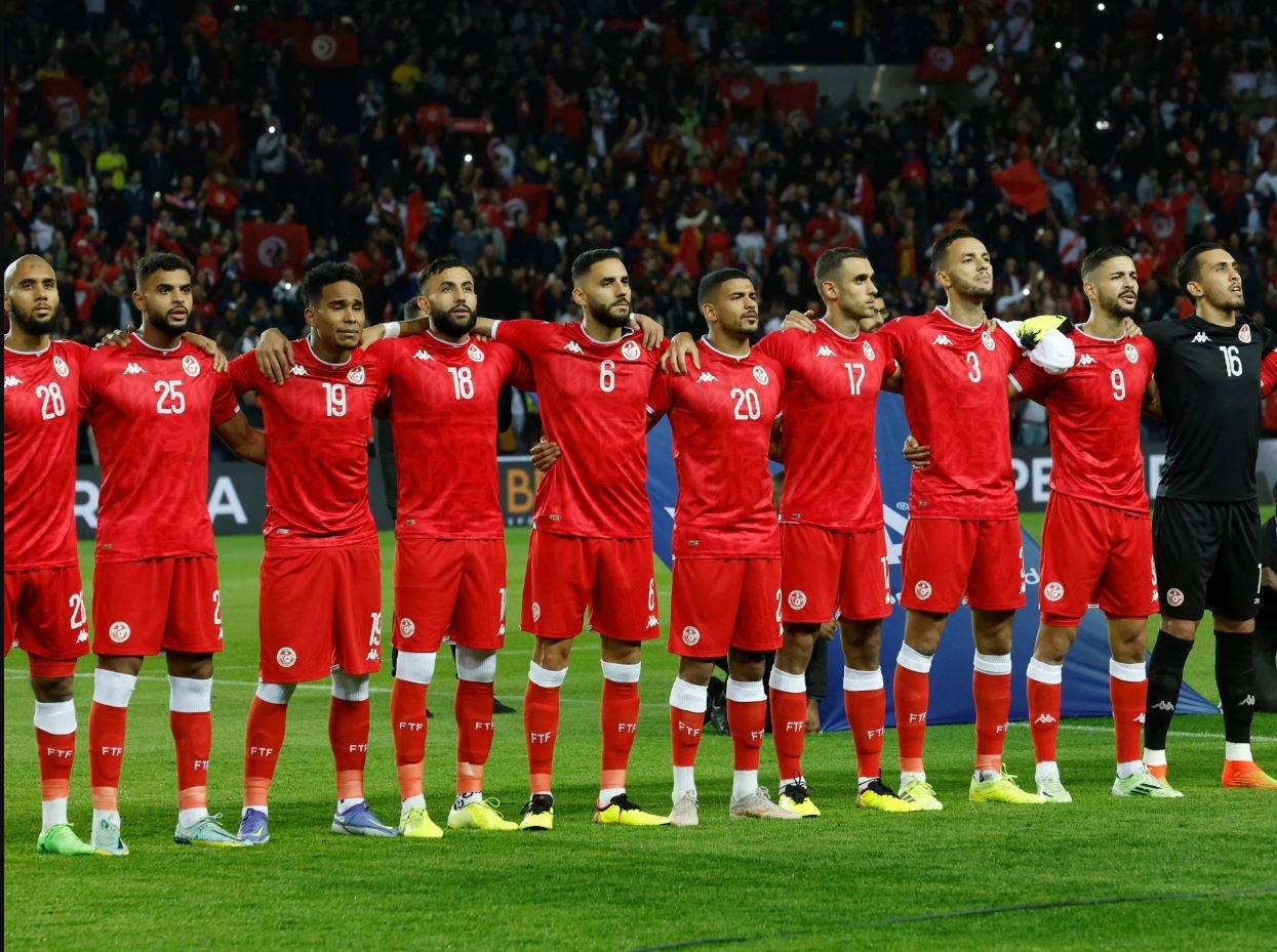 Tunisia National Football Team Players In Red Jersey Picture