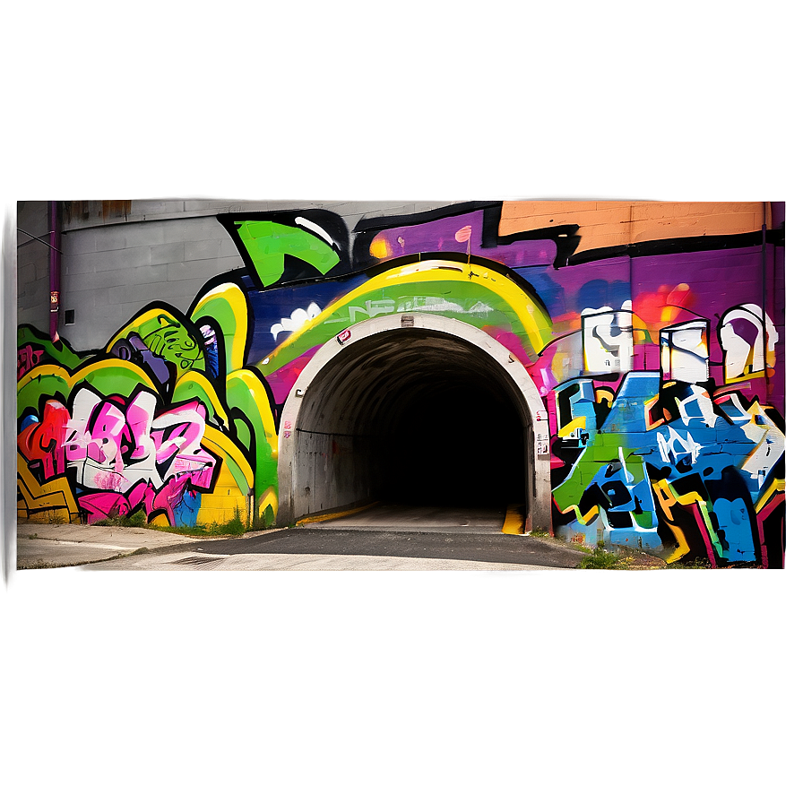 Tunnel With Graffiti Walls Png 06242024 PNG