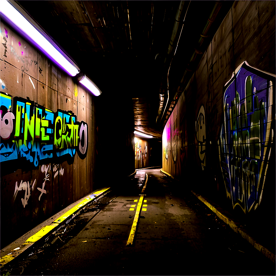 Tunnel With Graffiti Walls Png Hma87 PNG