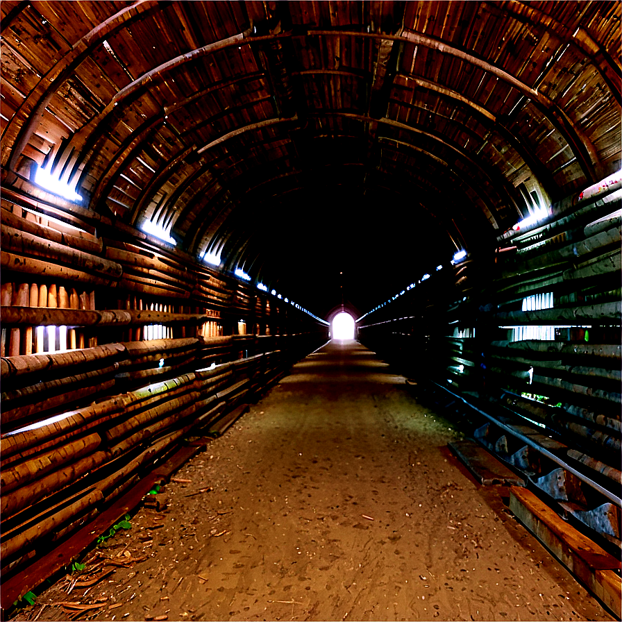 Tunnel With Wooden Beams Png 06242024 PNG