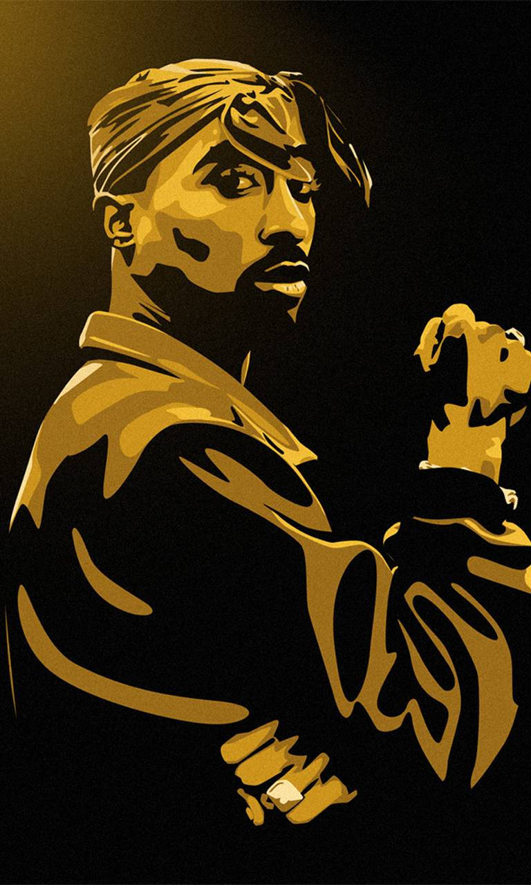 Tupac Black And Yellow Art Wallpaper