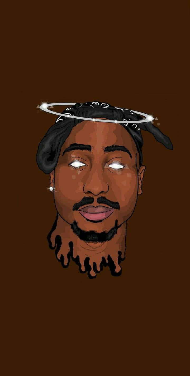 Imagenretrato De Dibujos Animados Del Ícono Del Rap Tupac Fondo de pantalla
