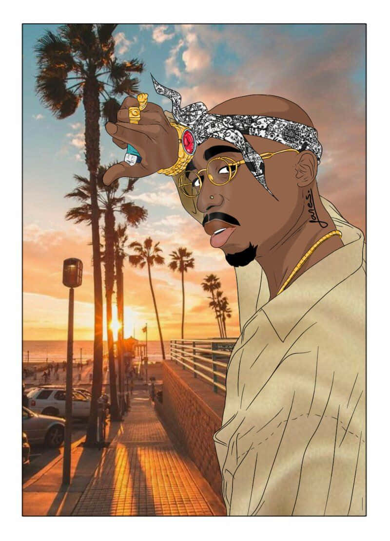 "Tupac Shakur Spreads His Message of Peace and Love" Wallpaper