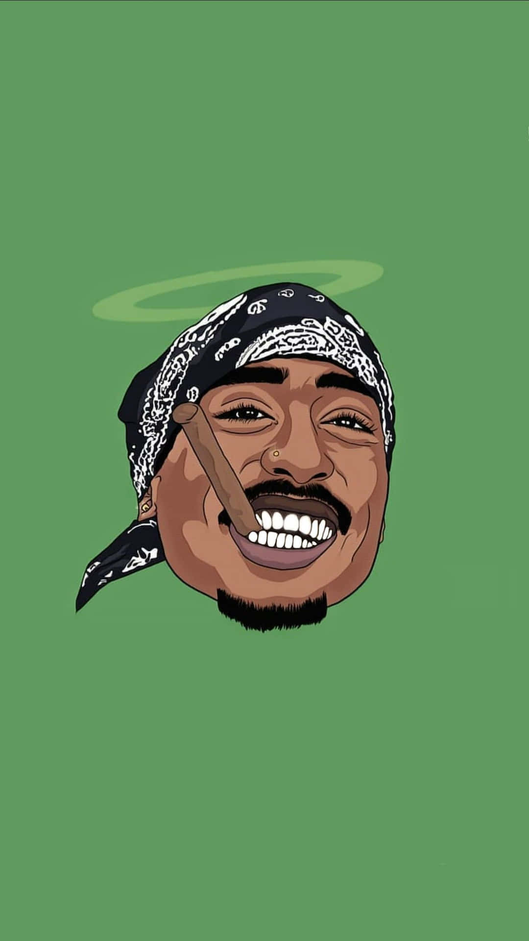A cartoon illustration of the iconic rapper Tupac Shakur Wallpaper
