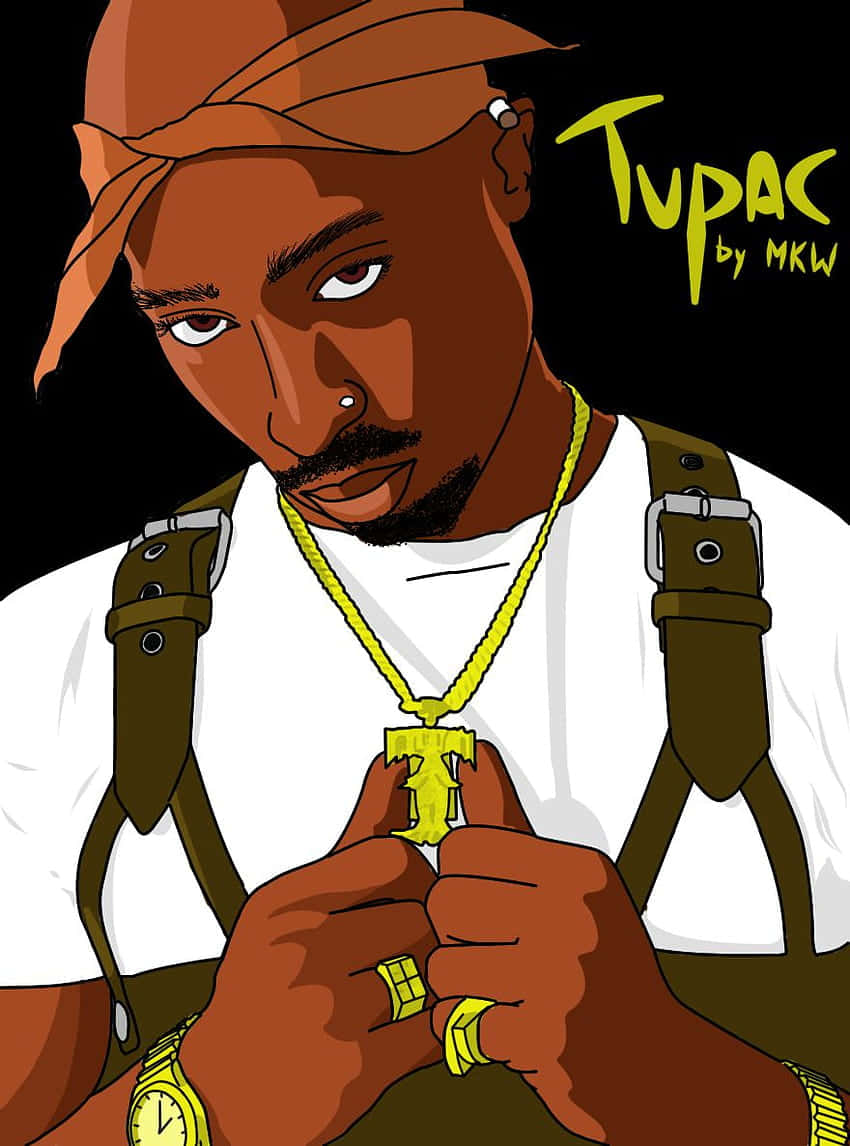 Imagende Tupac Shakur En Forma De Caricatura Fondo de pantalla