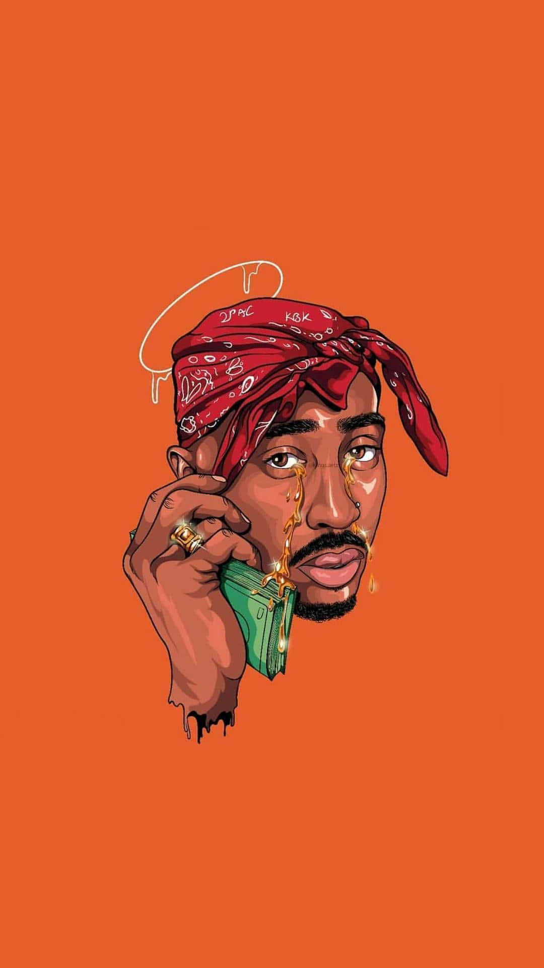 Tupac Illustratie Oranje Achtergrond Achtergrond