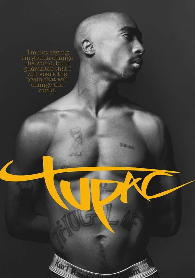 Monochrome With Yellow Label Tupac Iphone Wallpaper