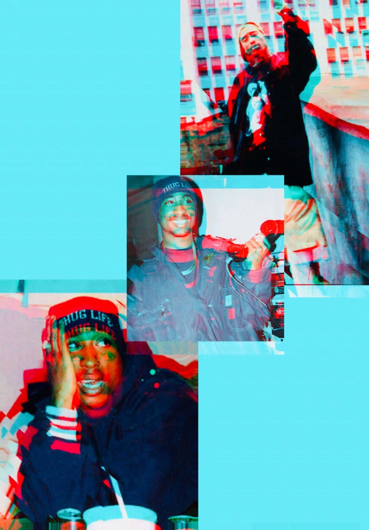 Blue Background Collage Tupac Iphone Wallpaper