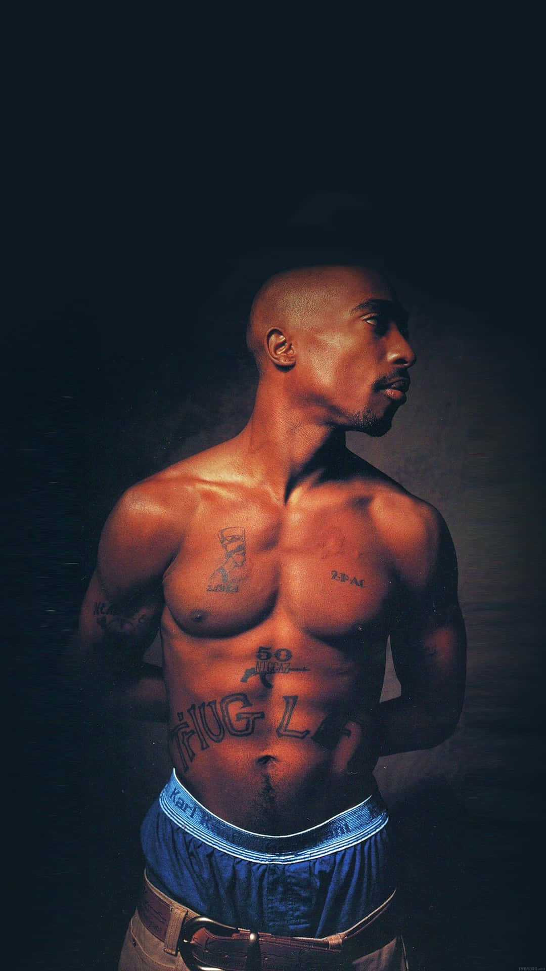 Skjortlösmed Tatueringar Tupac Iphone. Wallpaper