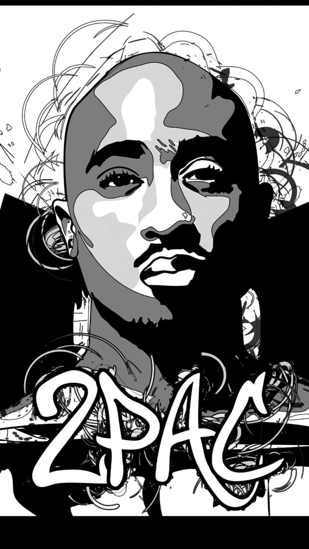 "The Iconic Tupac Showing Support For iPhones" Wallpaper