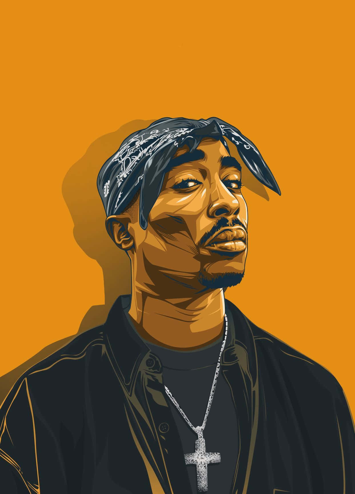 Illustrazionedi Sfondo Giallo Con Tupac Per Iphone Sfondo