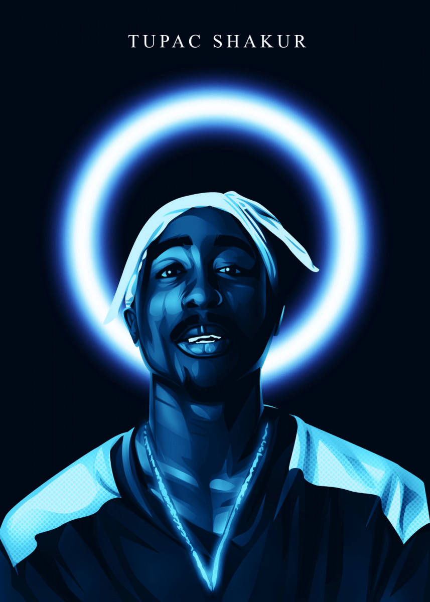 Tupac Neon Blue Halo Wallpaper