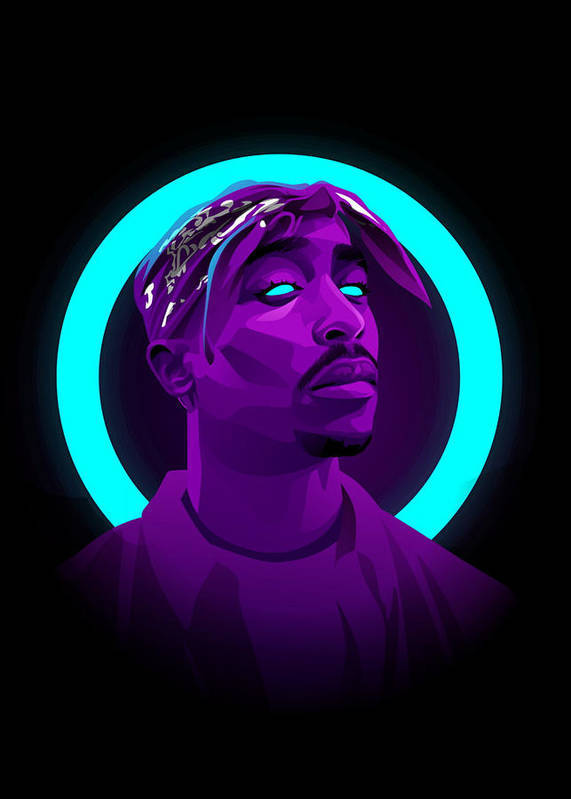Tupac Shakur Neon Halo Wallpaper
