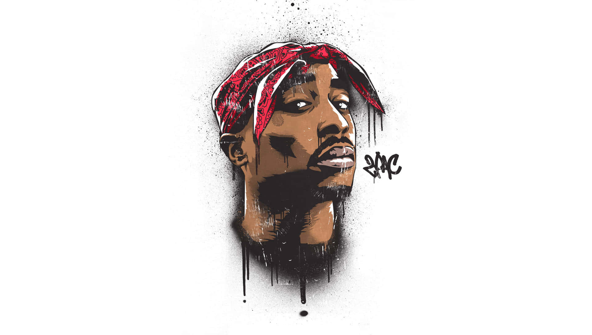 Tupac Shakur Rode Bandana Kunstwerk Achtergrond