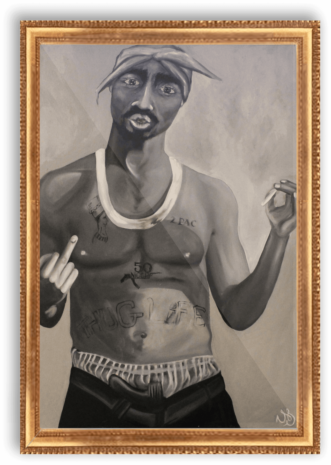 Tupac Shakur Thug Life Portrait PNG