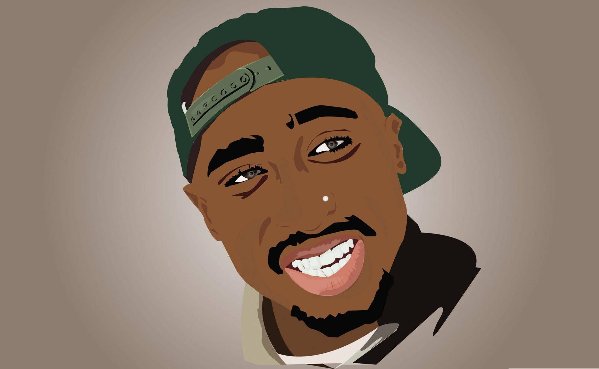 Tupac Smiling Digital Painting Wallpaper
