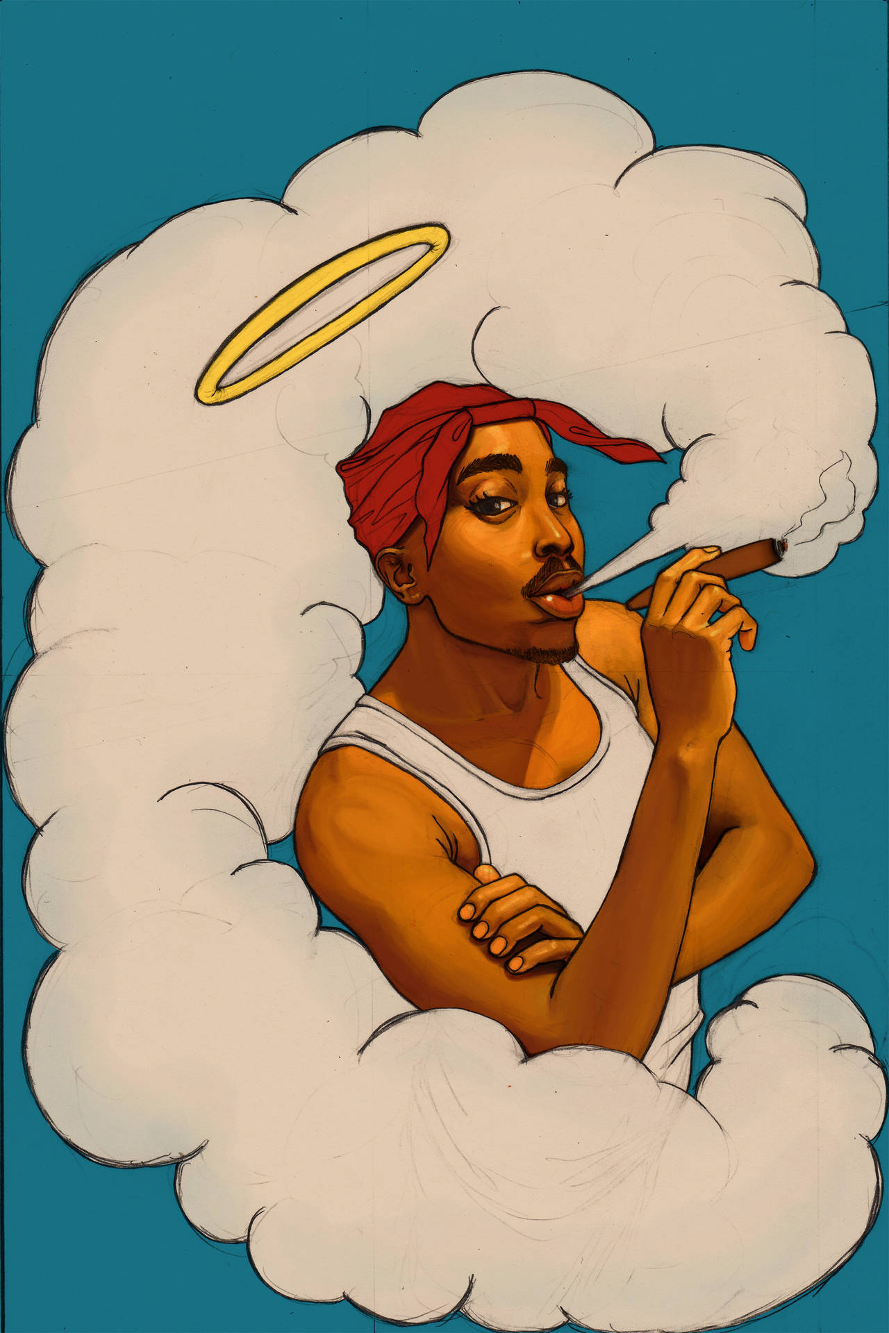 Download Tupac Smoke Cloud Art Wallpaper 
