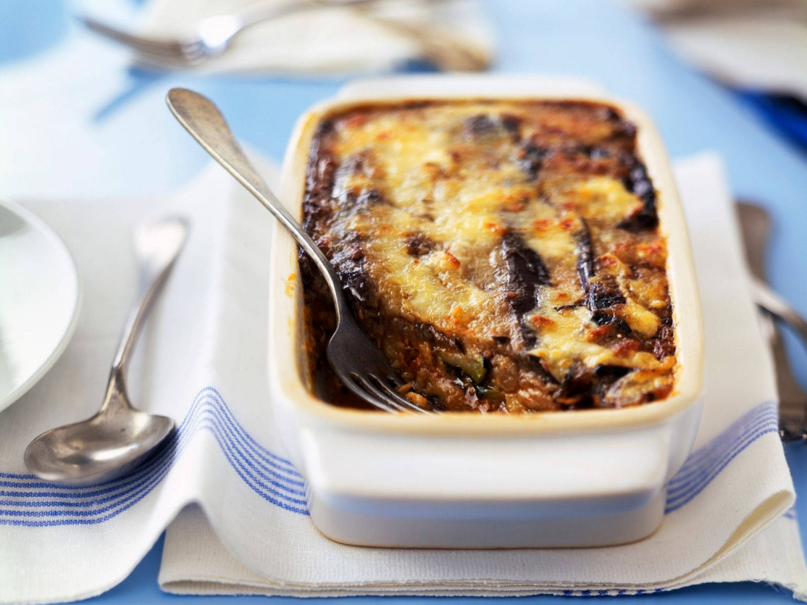 Delicious Homemade Baked Moussaka in Tupperware Wallpaper