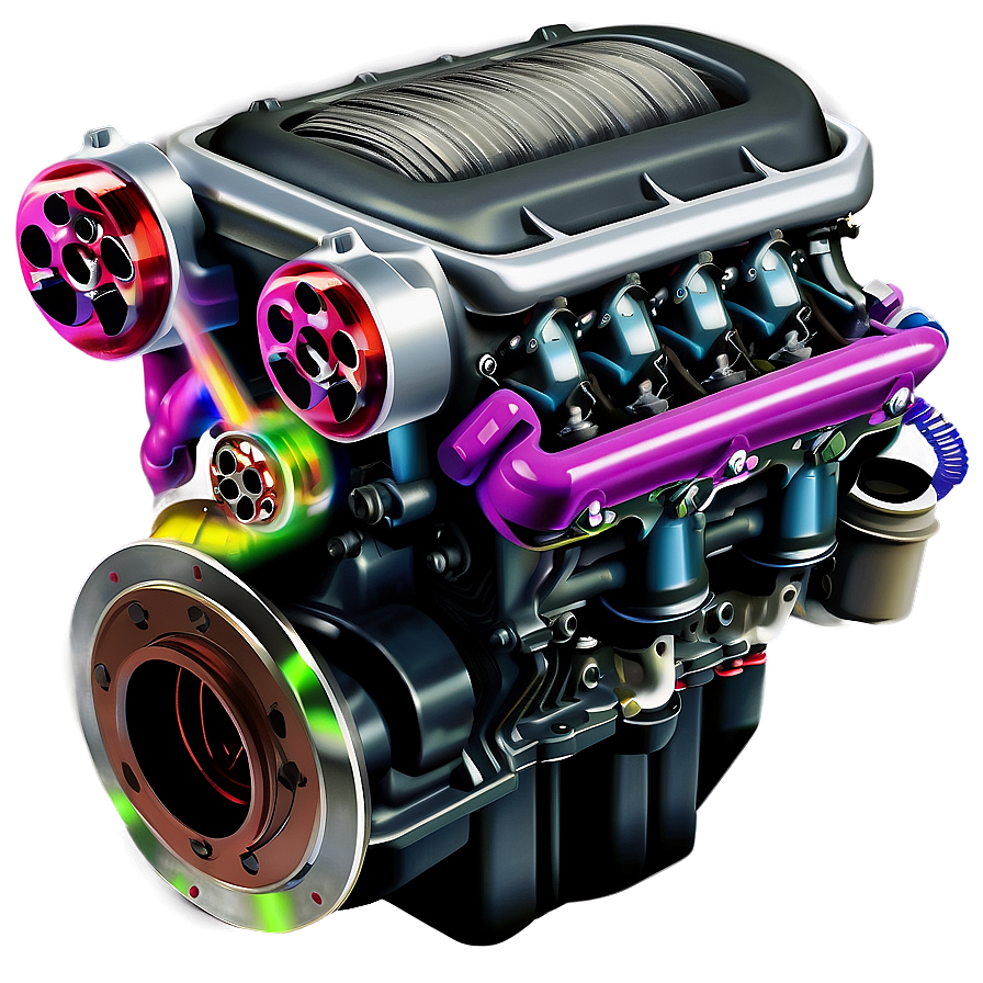 Turbocharged Car Engine Graphic Png Vhq3 PNG