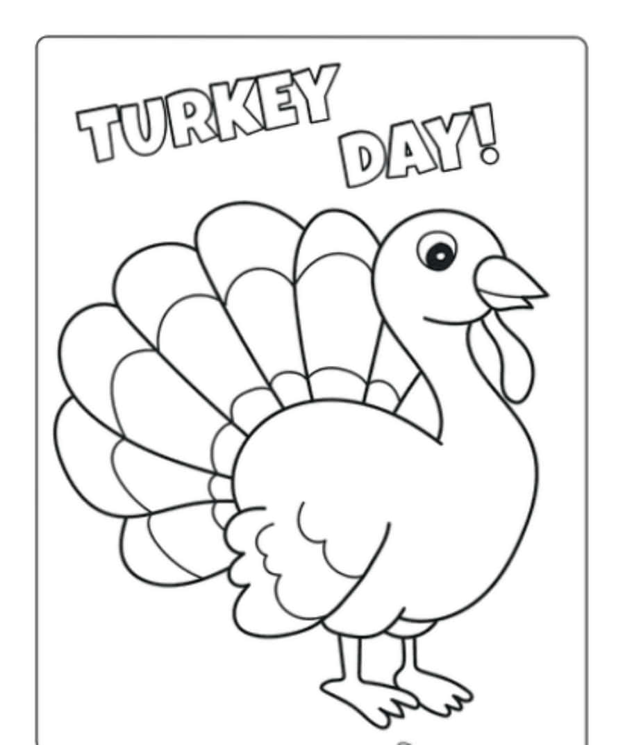 A colorful illustration of a turkey for kids to color