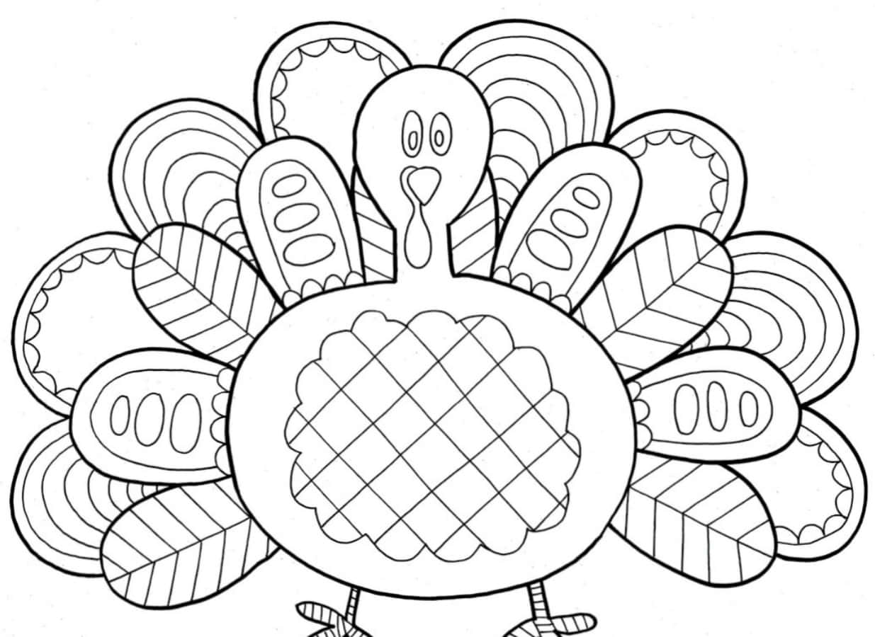 Colorful Thanksgiving Turkey Coloring Picture