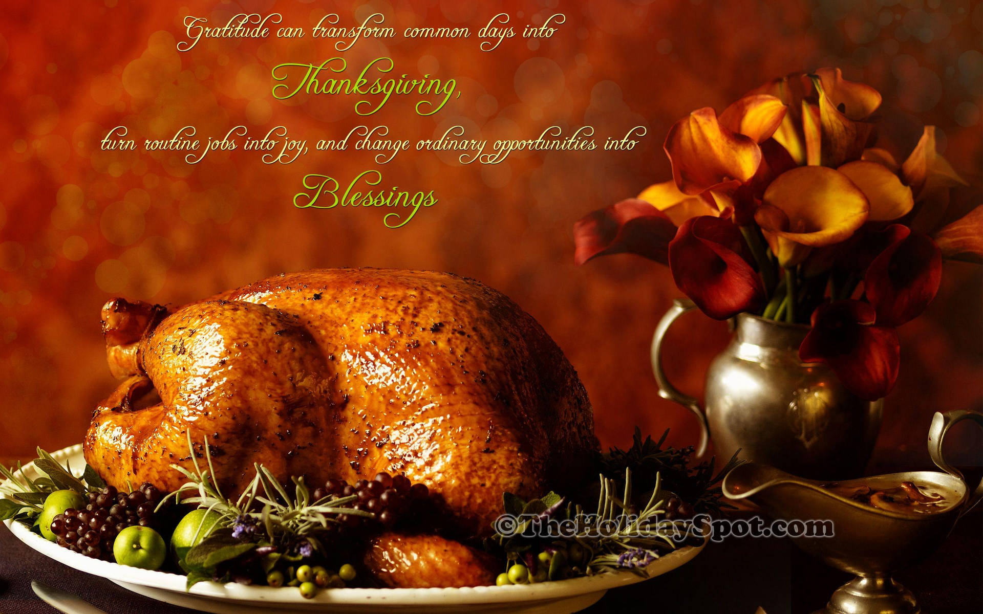 "Enjoy a delicious Thanksgiving Turkey with friends and family!" Wallpaper