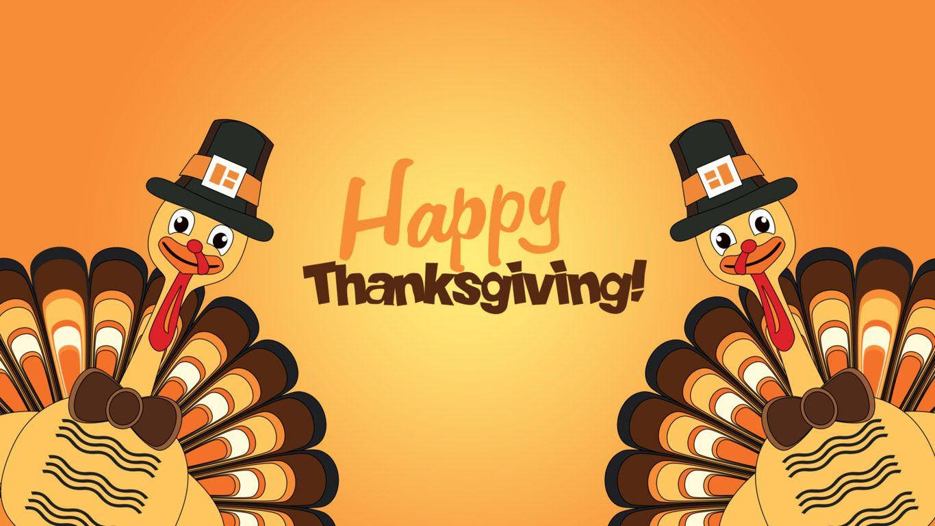 "A roasted turkey with green stuffing on a colorful fall-themed table setting - Happy Thanksgiving!" Wallpaper