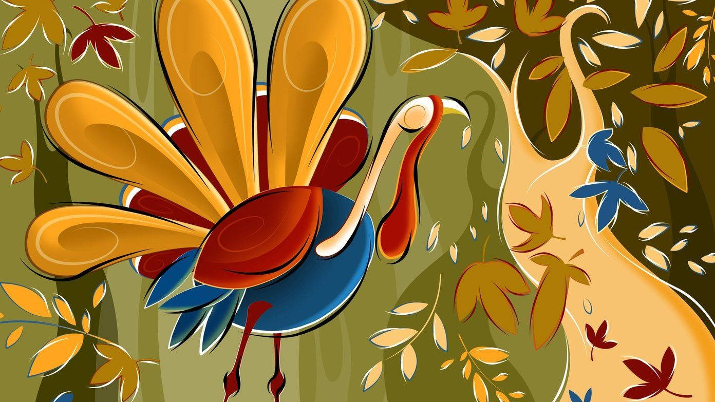 Pinturade Turquía Feliz Día De Acción De Gracias Fondo de pantalla