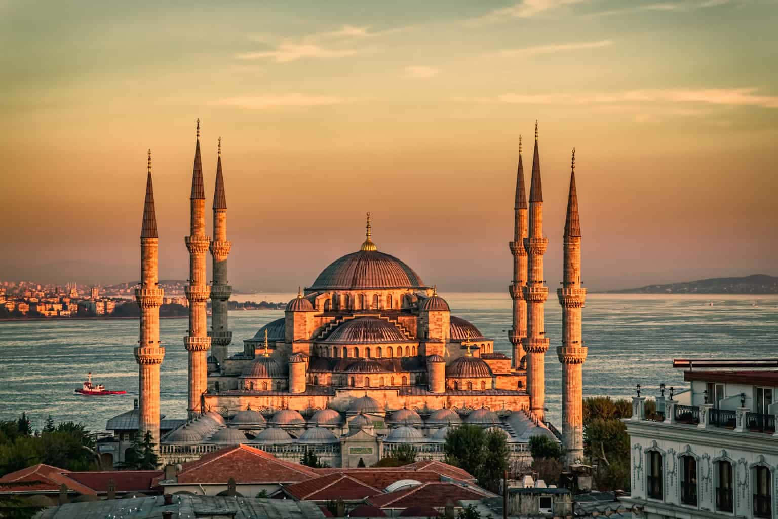 Stadssilhuettenav Istanbul, Turkiet.