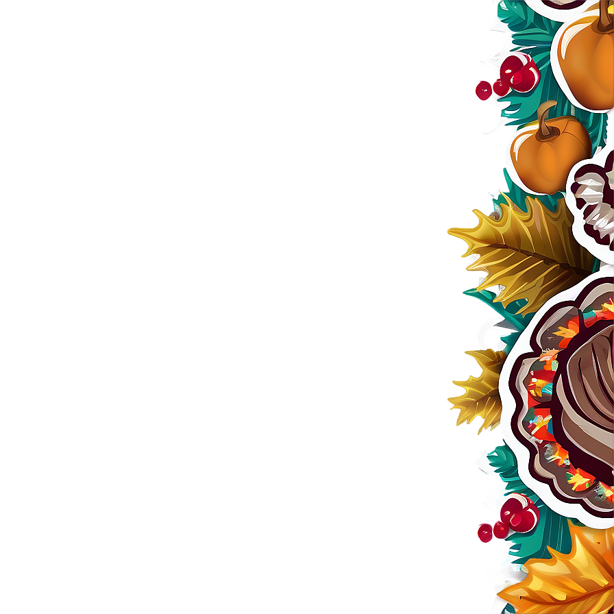 Turkey Themed Thanksgiving Border Png 06202024 PNG