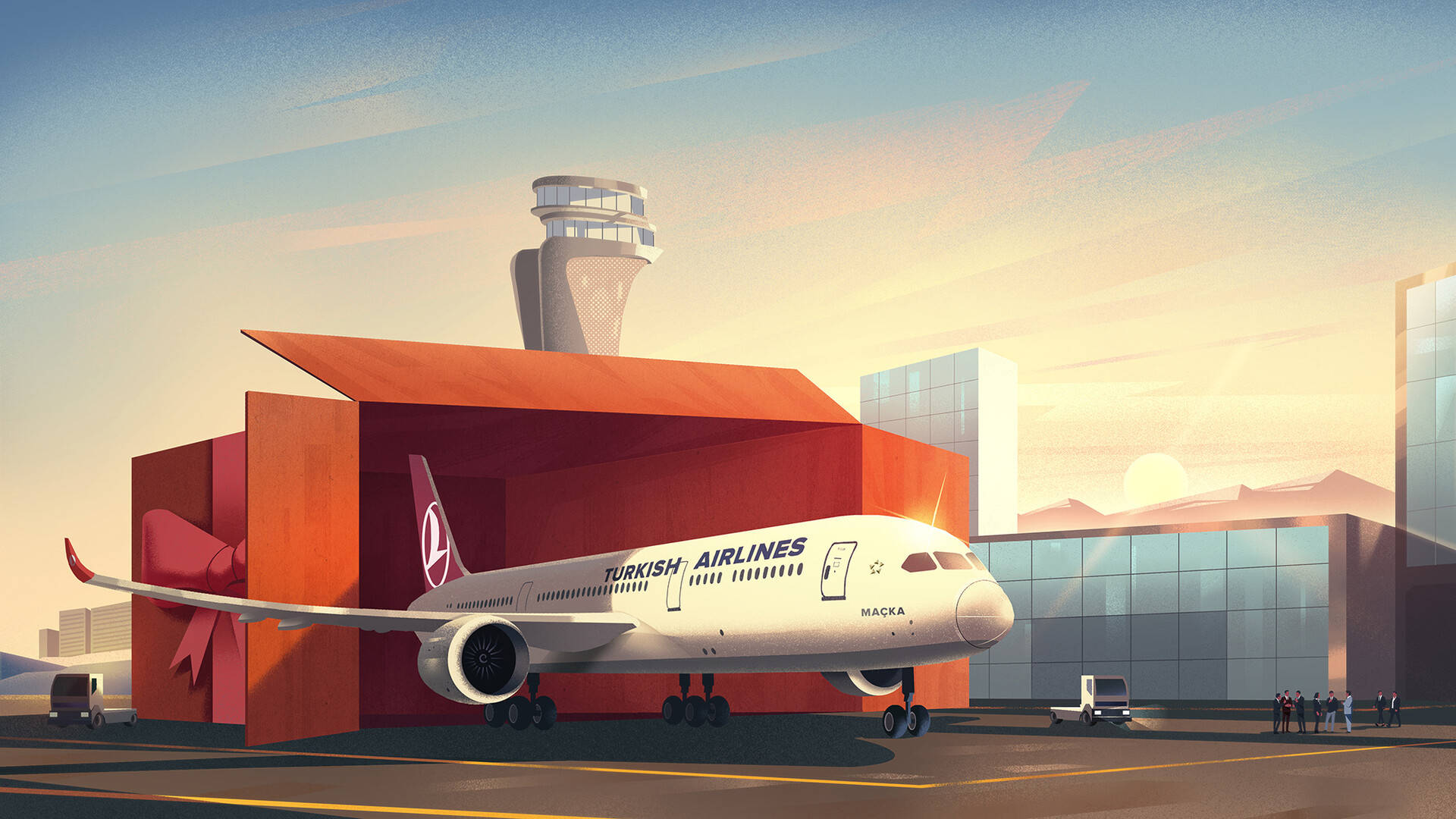 Digitale3d-darstellung Eines Modells Eines Turkish Airlines Flugzeugs Wallpaper