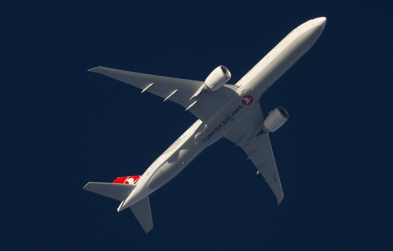 Modeloboeing 777 De Turkish Airlines. Fondo de pantalla
